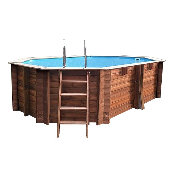 Piscina octogonal alargada de madera maciza