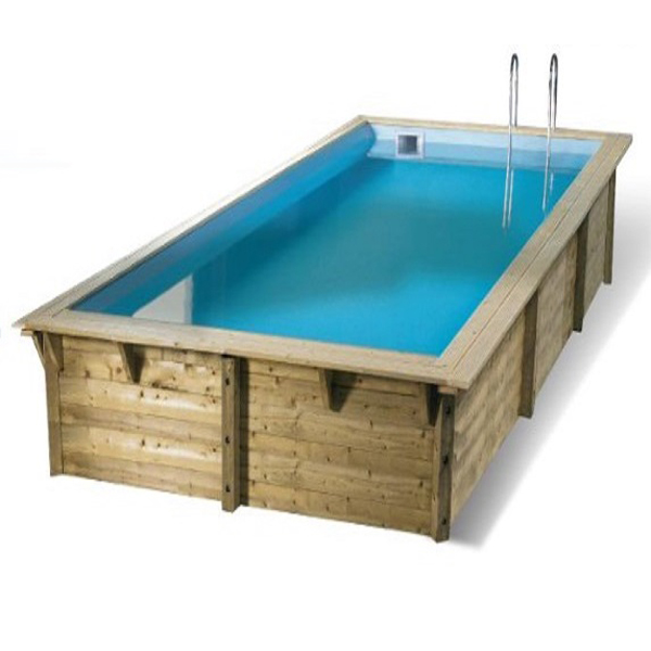 Piscina octogonal alargada de madera maciza