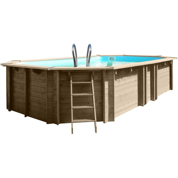 Piscina octogonal alargada de madera maciza