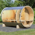 Sauna exterior de barril 2 Karibu – 4 a 6 plazas con terraza